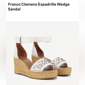 Women’s size 9 Franco Sarto White and Tan Wedge Sandals